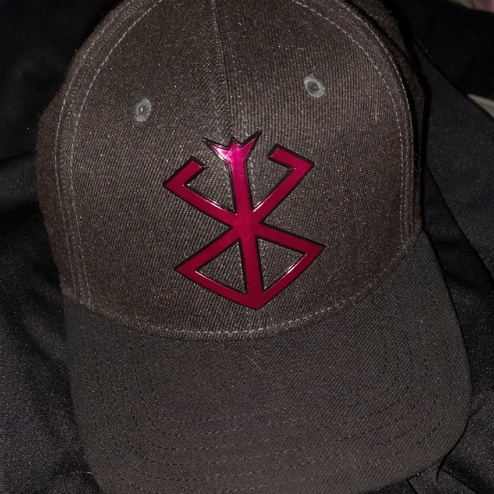 Men's Black Hat with Red Emblem